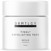 DRMTLGY Tingl Exfoliating Pads packaging shows a premium formula for radiant skin.