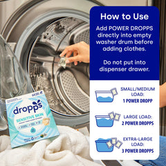 Dropps Sensitive Skin Pods Crisp Breeze in-use scene on delicate fabrics care