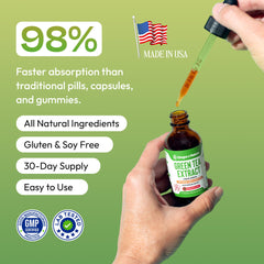 Label detail showing 50% EGCG extract and 10:1 potency.