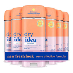 Dry Idea unscented gel deodorant bottle for all-day dryness and gentle protection.