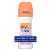 Dry Idea unscented roll-on bottle applying quick-drying protection.