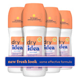 Dry Idea unscented roll-on bottle front for everyday freshness.