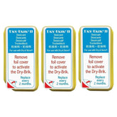 Dry & Store Dry-Brik II three-pack blocks for moisture control in hearing device dehumidifiers.
