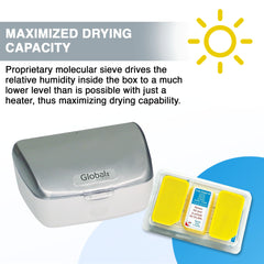 Global II dehumidifier with Dry-Brik II inside maintaining dryness.