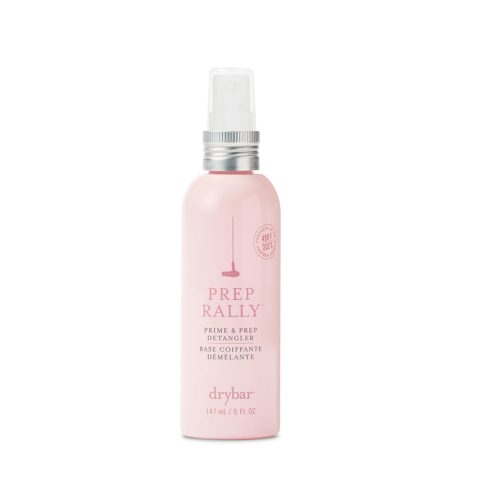 Drybar Prep Rally bottle closeup for easy daily detangling and protection.