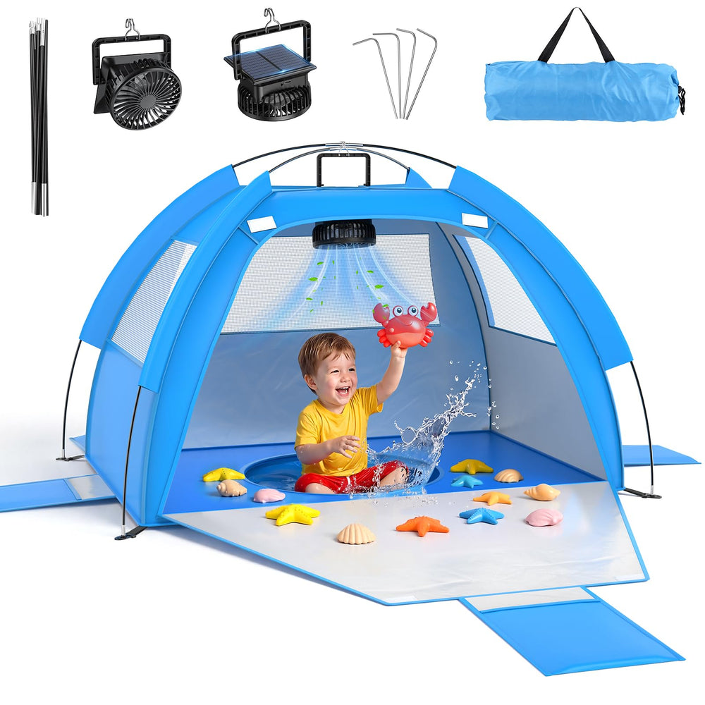 Dsquu Baby Beach Tent with sun shade provides cool shade on the beach