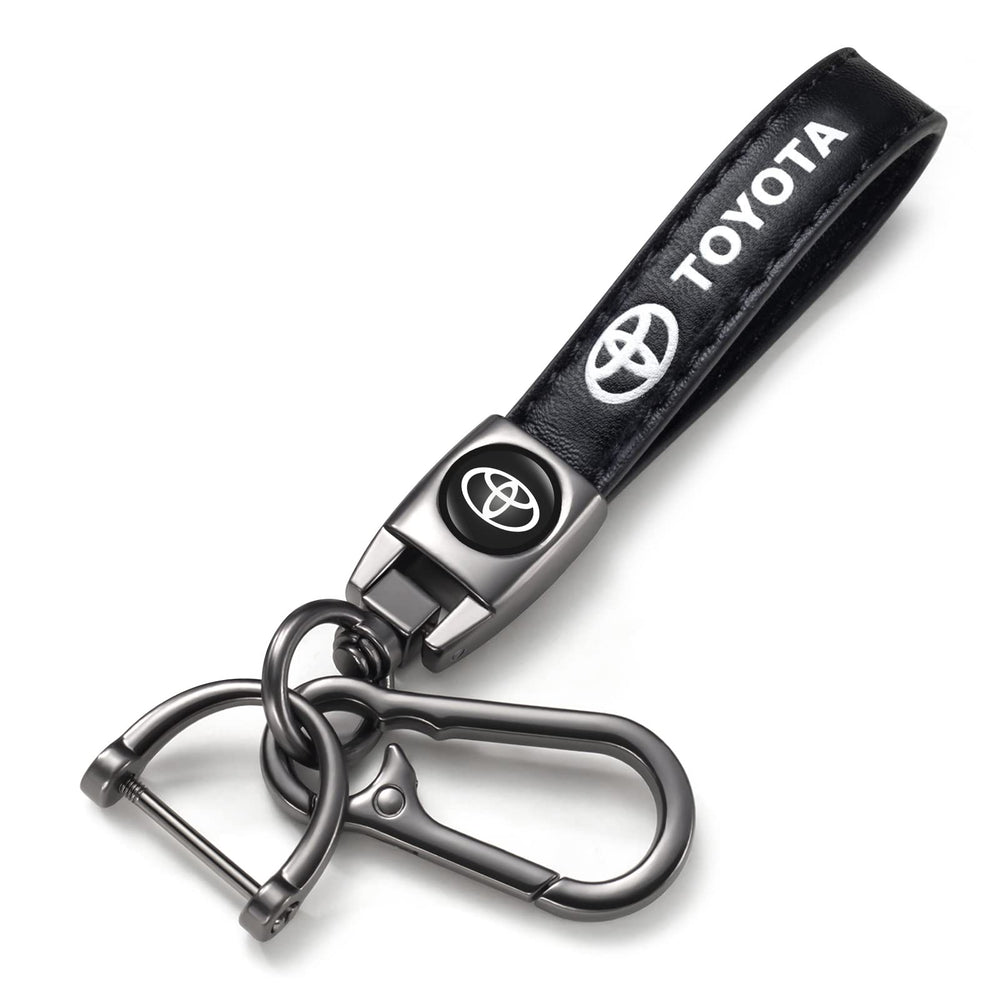 DSVI leather car keychain with metal ring for secure key organization.