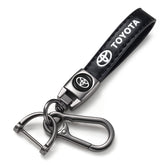 DSVI leather car keychain with metal ring for secure key organization.