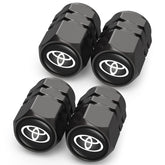 DSVI tire valve caps in black for Toyota Corolla, corrosion-resistant protection.
