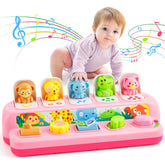 Duchong pop-up toy helps little hands grab and explore for motor development.
