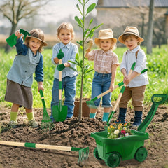 Duckura Kids Gardening Rake for gentle soil tidying and leaf collection.