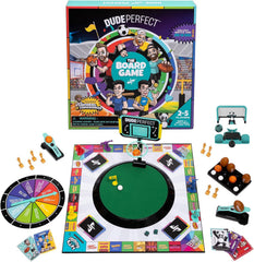 Dude Perfect board game with soccer add-on and ball launcher for fast-paced family action