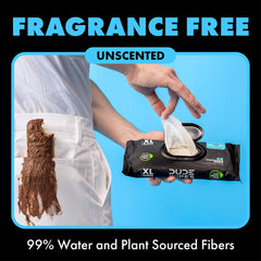 DUDE Wipes extra-large wipes offering broad coverage after meals.