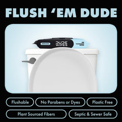 Dude Wipes witch hazel 25% formula for targeted relief and comfort.