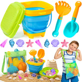 DUDUCOFU collapsible sand bucket with sifter lid for tidy beach play