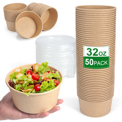 DUIBAOCHUN 50-piece salad bowls with lids, secure and spill-resistant for meal prep and takeout
