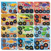 DUJAA Monster Truck stickers with tire designs for kids' crafts.