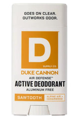 Duke Cannon Air Defense deodorant front bottle offers aluminum-free, all-day freshness.