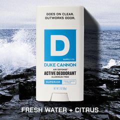 Duke Cannon aluminum-free application demonstrates smooth, clear glide with no residue.