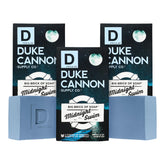 Duke Cannon big brick of soap in Midnight Swim scent for a refreshing morning cleanse.