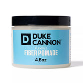 Duke Cannon Flexible Fiber Pomade bottle front shows strong hold without shine