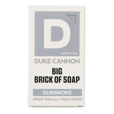 Duke Cannon Gun Smoke extra-large bar soap close-up for rugged cleansing.