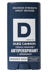 Duke Cannon Midnight Swim bottle front view for all-day protection