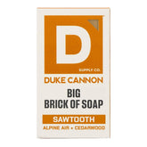 Duke Cannon Sawtooth bar soap packaging highlights rugged USA-made grooming staple