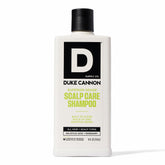 Duke Cannon Scalp Care Shampoo bottle pour for buildup removal and a refreshed cleanse.