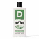 Duke Cannon Thick Body Wash High Country bottle showing rich lather and mineral infusion for a deep cleanse.