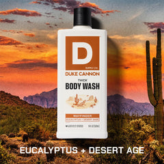 Duke Cannon Thick Body Wash lather demonstrates high viscosity for cleansing.
