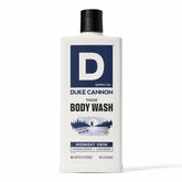Duke Cannon Thick Body Wash Midnight Swim bottle with rich lather for a deep cleanse.