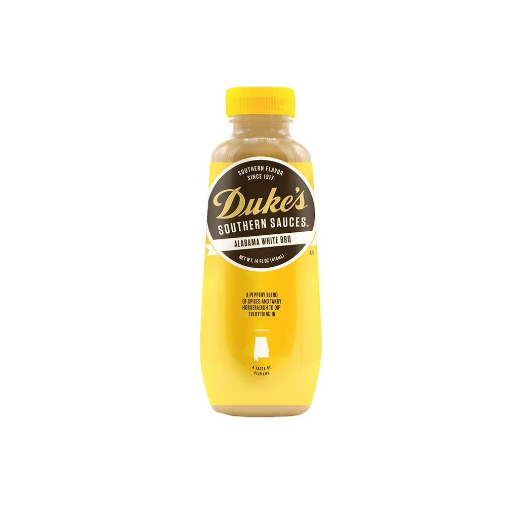 Duke’s Alabama White Sauce bottle ready for dipping and barbecue flavor.