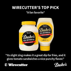 Duke’s Real Mayonnaise on sandwich, adds tangy creaminess.