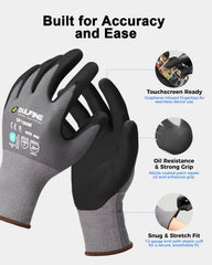 Seamless nylon knit provides comfort and reduced hand fatigue during long tasks.