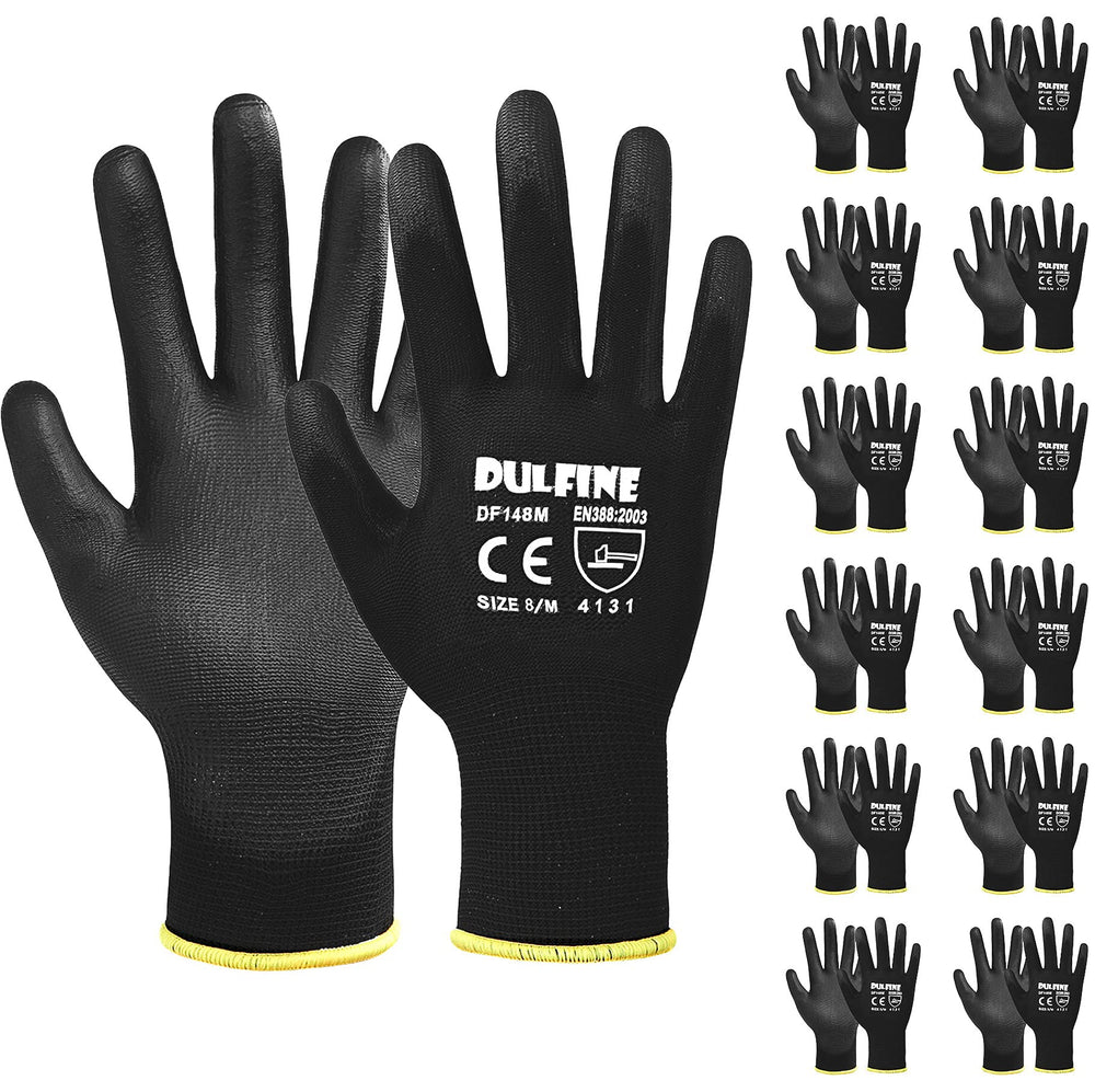 DULFINE ultra-thin PU-coated gloves with palm grip for precise handling.