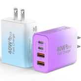 Duloch 40W USB-C wall charger front view showing four ports for multi-device charging.