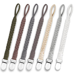 Duludulu 7-pcs braided pacifier clip set keeps pacifiers organized and accessible.