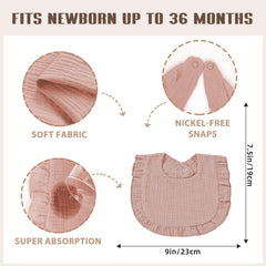 duludulu sweet pink bibs worn on baby demonstrating drool absorption