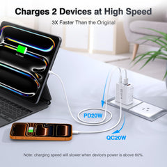 Dulums 4-port charger cube with USB-A and USB-C for simultaneous charging.