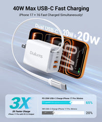 Dulums 5-port charger side view charges iPhone and more