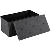 DUMOS 30in storage ottoman bench gray top view showing sturdy padded seating