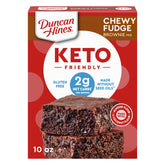Duncan Hines keto-friendly brownie mix box showing gluten-free, low-carb dessert option