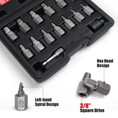 DUNDOO hex head multi-spline extractors provide strong grip with rapid threading.