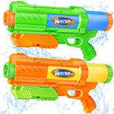 DUNEMEI 2-pack water gun with pump-action and long-range squirts for outdoor fun.