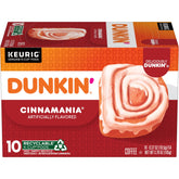 Dunkin Bakery Series Cinnamon Coffee Roll K-Cup pods on display for at-home café flavor.