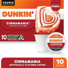 Dunkin cinnamania coffee mug with pod ready for quick, flavorful mornings.