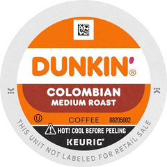 Dunkin Colombian K-Cups delivering smooth flavor with a gentle sweetness note