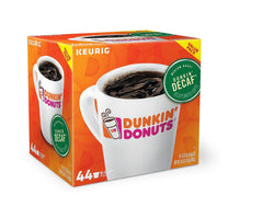 Dunkin' Donuts decaf K-Cup box front for convenient, mess-free shopping