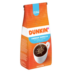 Dunkin' Donuts French Vanilla ground coffee close-up highlighting smooth vanilla aroma.